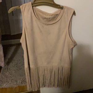 Shayanne fringed tank top. Tan and super soft.